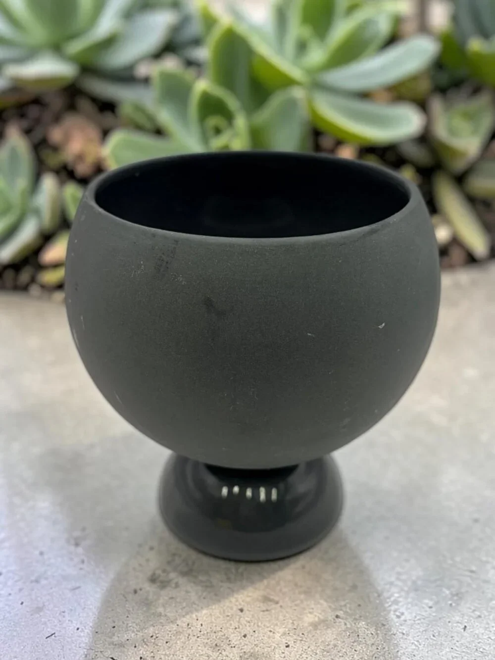 Ladder + Light Matte Black Pedestal Bowl Planter Minimalist Made in USA